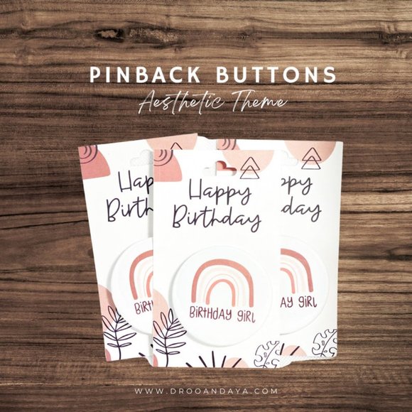 Happy Birthday Pinback Button Large 2.25", Aesthetic Pinback Button - Picture 1 of 3